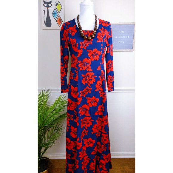 Vtg Branigans 60s Floral Mod Maxi Dress - Picture 4 of 11